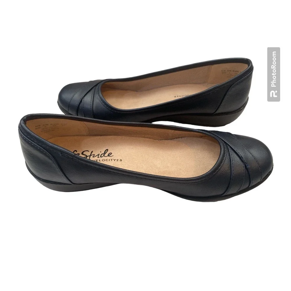 LifeStride Velocity I-Loyal Women's Navy Ballet Flats Size 9W NEW - Picture 4 of 6
